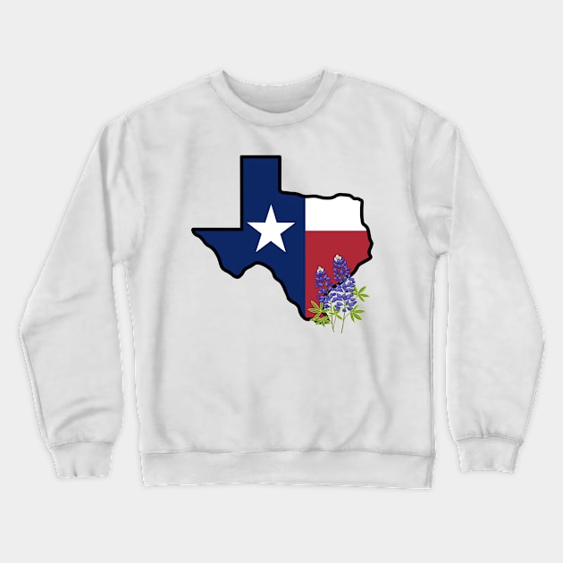 State of Texas Flag with State Flower Bluebonnet Crewneck Sweatshirt by Gsallicat